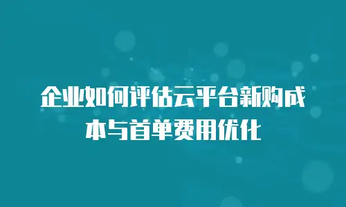 企业如何评估云平台新购成本与首单费用优化