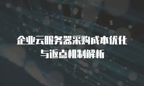 企业云服务器采购成本优化与返点机制解析