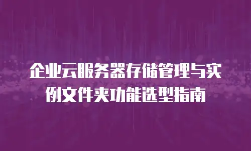 企业云服务器存储管理与实例文件夹功能选型指南