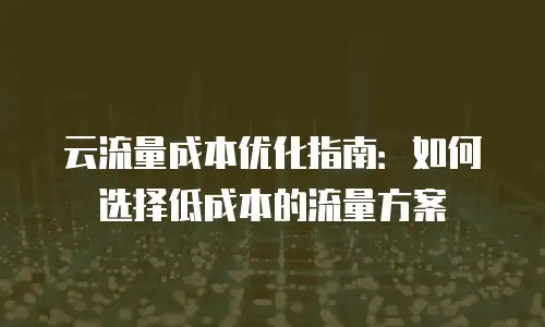 云流量成本优化指南：如何选择低成本的流量方案