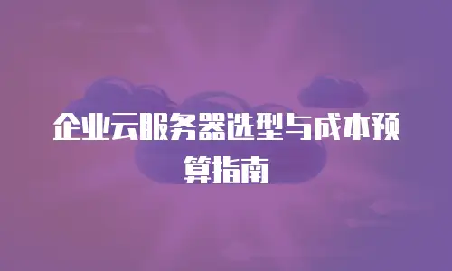 企业云服务器选型与成本预算指南