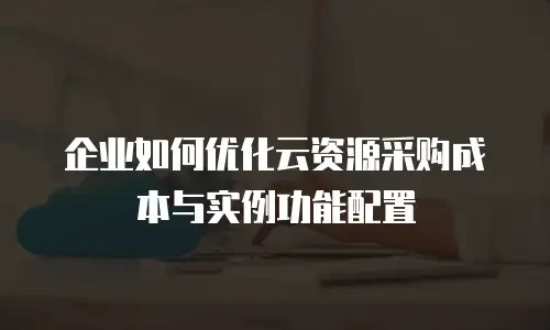企业如何优化云资源采购成本与实例功能配置