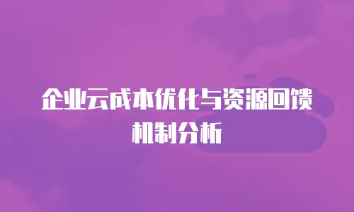 企业云成本优化与资源回馈机制分析