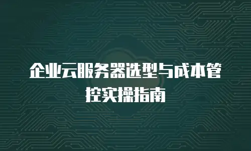 企业云服务器选型与成本管控实操指南
