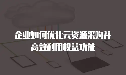 企业如何优化云资源采购并高效利用权益功能