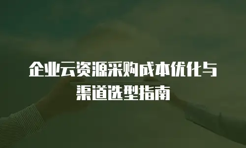企业云资源采购成本优化与渠道选型指南
