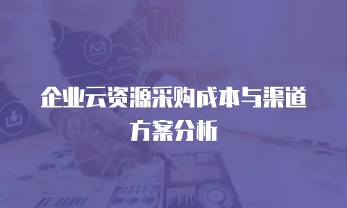 企业云资源采购成本与渠道方案分析