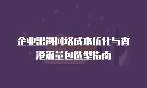 企业出海网络成本优化与香港流量包选型指南