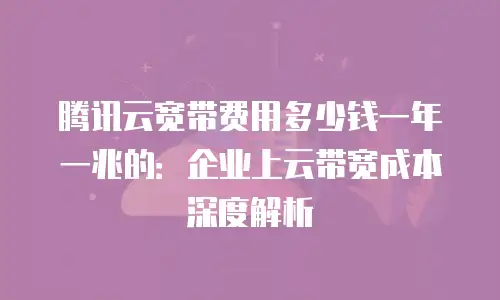 腾讯云宽带费用多少钱一年一兆的：企业上云带宽成本深度解析