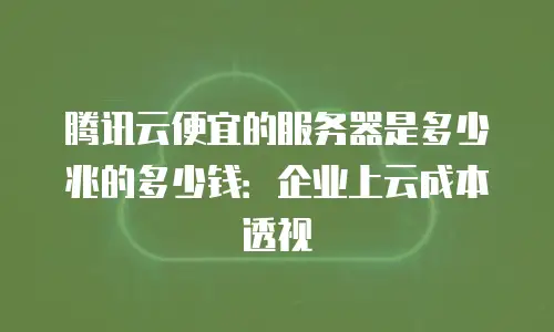 腾讯云便宜的服务器是多少兆的多少钱：企业上云成本透视