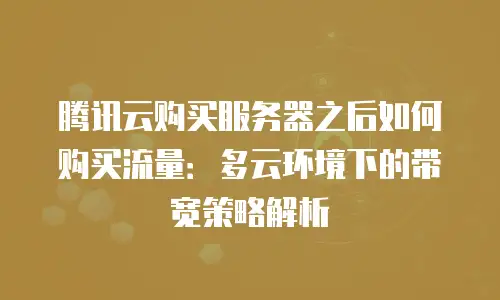 腾讯云购买服务器之后如何购买流量：多云环境下的带宽策略解析