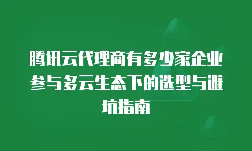 腾讯云代理商有多少家企业参与多云生态下的选型与避坑指南