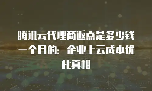 腾讯云代理商返点是多少钱一个月的：企业上云成本优化真相