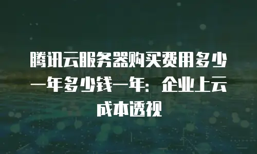腾讯云服务器购买费用多少一年多少钱一年：企业上云成本透视