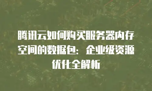 腾讯云如何购买服务器内存空间的数据包：企业级资源优化全解析
