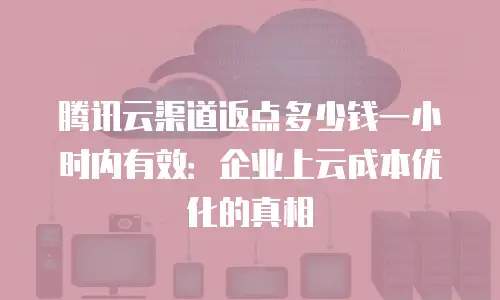 腾讯云渠道返点多少钱一小时内有效：企业上云成本优化的真相