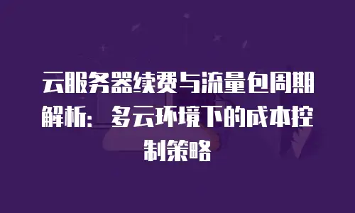 云服务器续费与流量包周期解析：多云环境下的成本控制策略