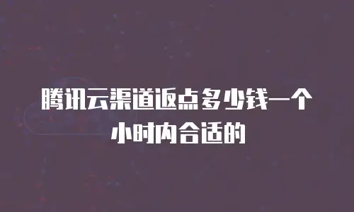 腾讯云渠道返点多少钱一个小时内合适的