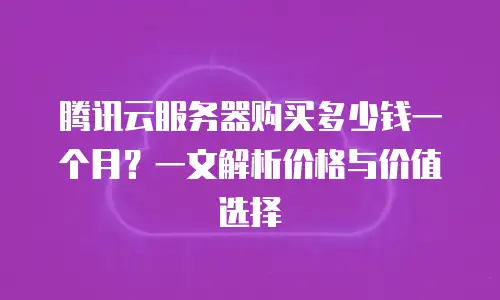 腾讯云服务器购买多少钱一个月？一文解析价格与价值选择
