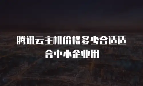 腾讯云主机价格多少合适适合中小企业用