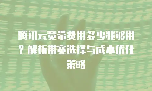腾讯云宽带费用多少兆够用？解析带宽选择与成本优化策略