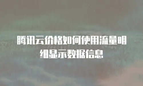 腾讯云价格如何使用流量明细显示数据信息