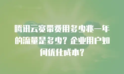 腾讯云宽带费用多少兆一年的流量是多少？企业用户如何优化成本？